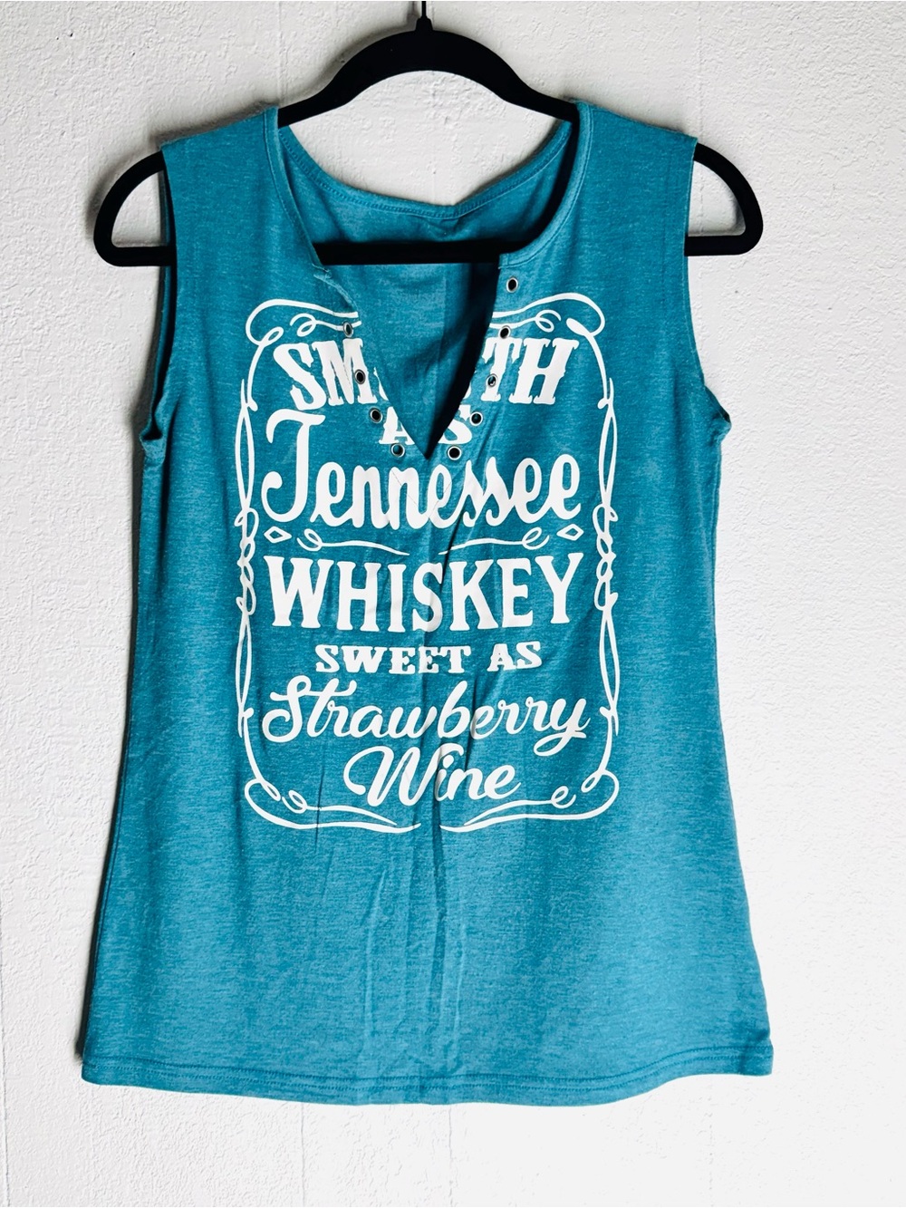 Tennessee Whiskey Graphic Tank Top - Teal Blue